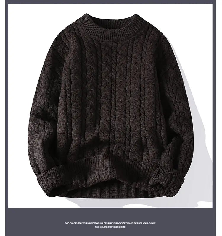 2023 Winter/Autumn High-Quality Fashion Trend Sweater Men Casual Loose Warm Sweaters Men Comfortable Solid Color