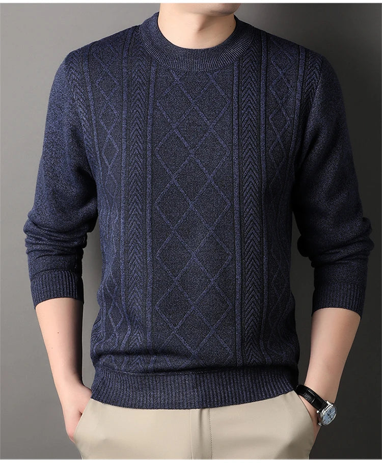 Man Solid Color 2024 New Autumn Winter Warm Fashion Sweater Casual And Comfortable Soft Sweater