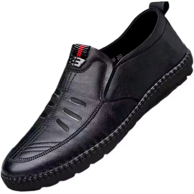 Men Leather Loafers Non Slip Walking Flats Breathable Shoes