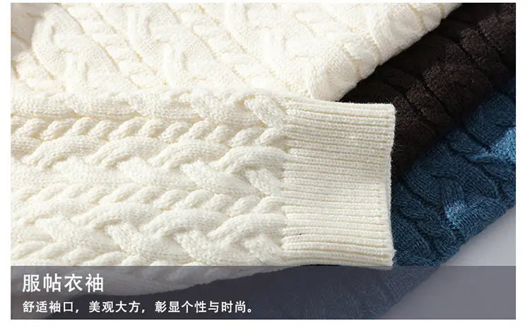 2023 Winter/Autumn High-Quality Fashion Trend Sweater Men Casual Loose Warm Sweaters Men Comfortable Solid Color