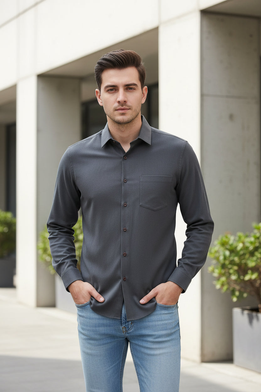 Men's Corduroy Long Sleeve Button Down Shirt - Casual Business Wear