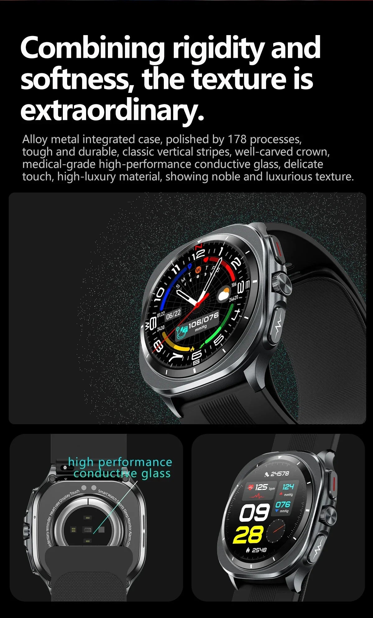 Smart Watch for Men – Air Pump Blood Pressure Monitor, NFC