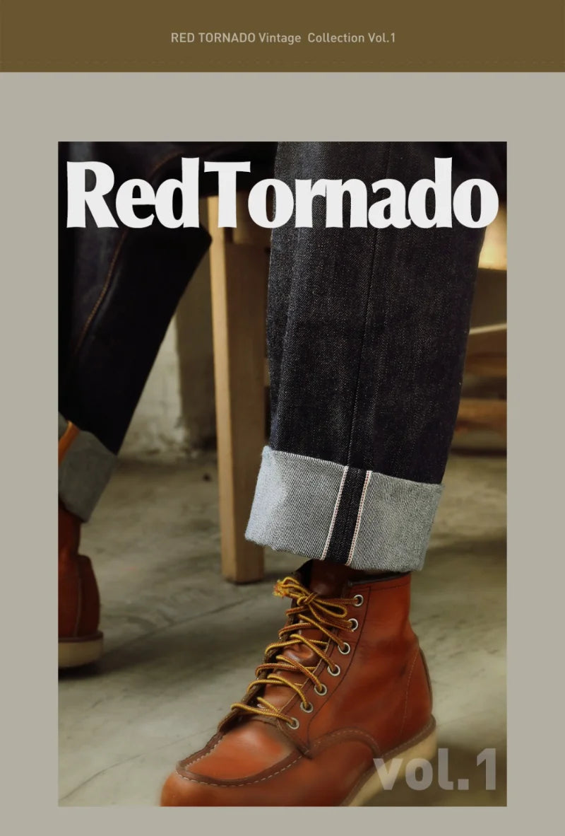 Red Tornado vintage collection book cover with a person wearing dark pants and brown boots.