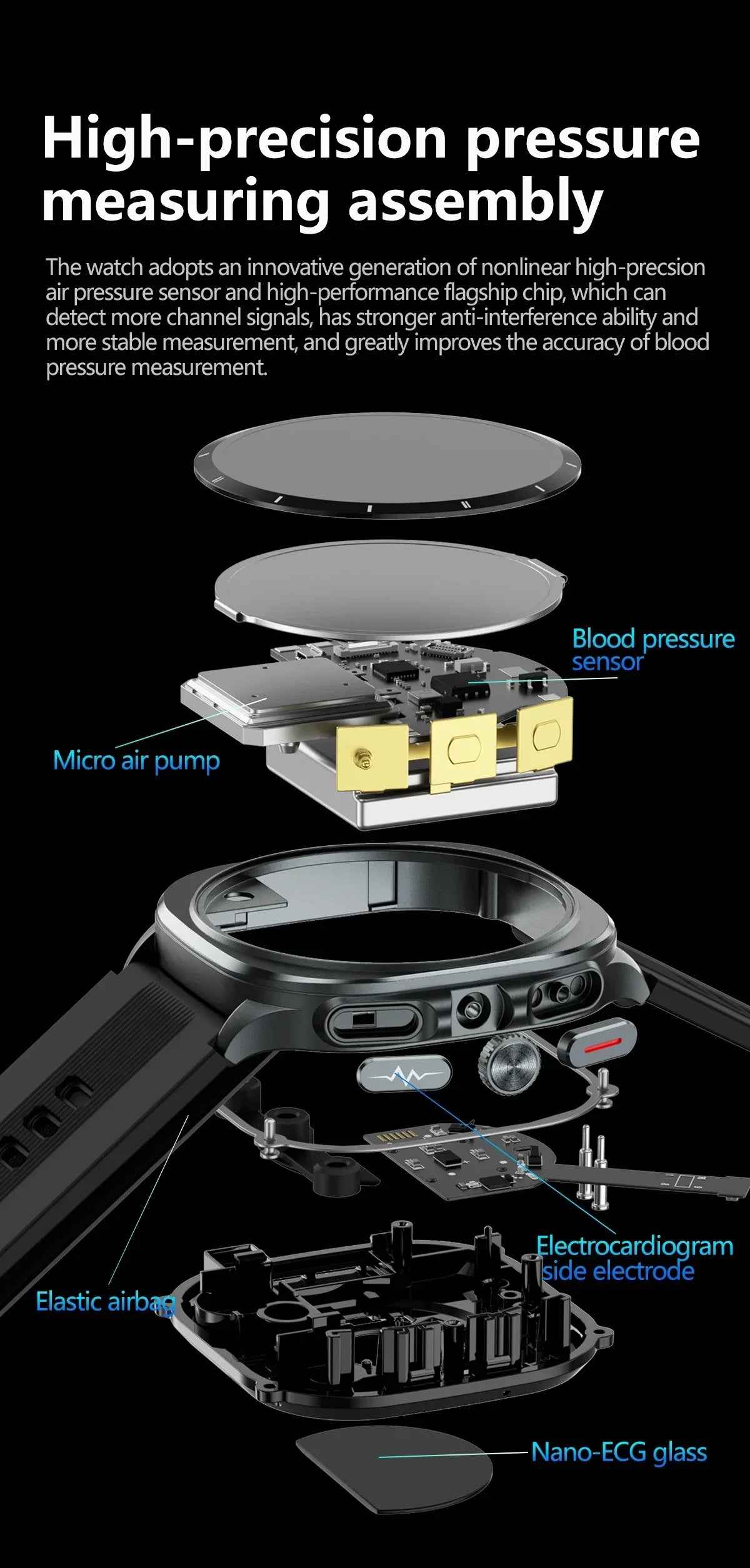 Smart Watch for Men – Air Pump Blood Pressure Monitor, NFC