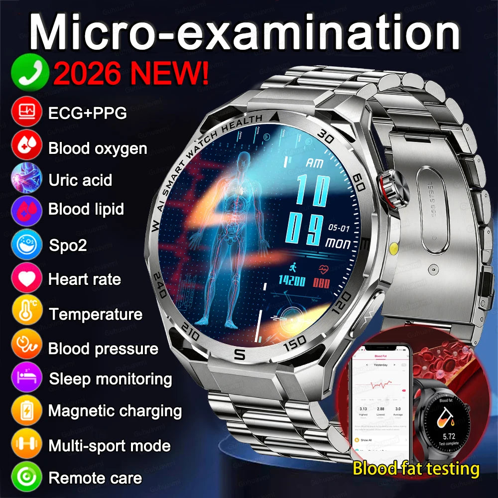 Smartwatch with health monitoring features on a dark background