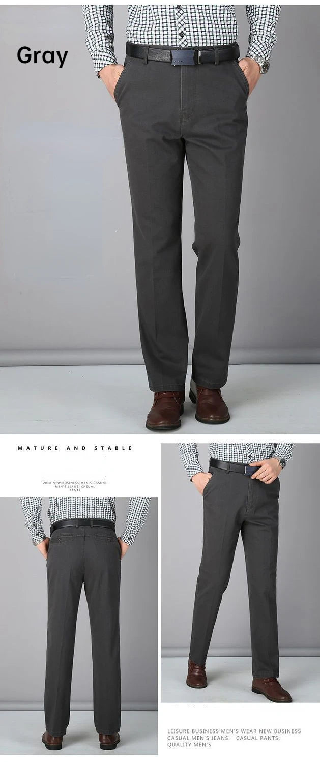 Summer Thin Men's Casual Autumn Thick 100% Cotton Suit Pants Classic Business Fashion Stretch Trousers Male Brand Clothes GOZBKF