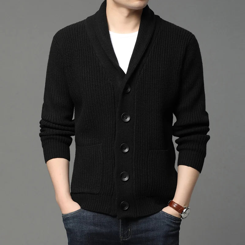 2021 High End Wool Designer Thick New Korean Autum Winter Brand Fashion Cable Knit Sweater Jacket Men Casual Coats Mens Clothing