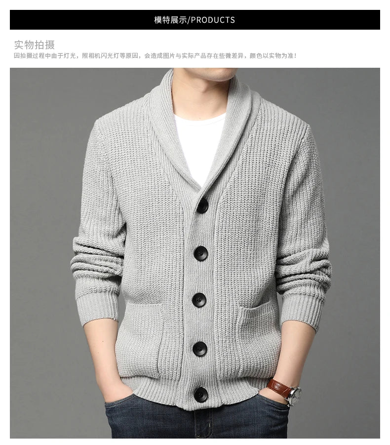 2021 High End Wool Designer Thick New Korean Autum Winter Brand Fashion Cable Knit Sweater Jacket Men Casual Coats Mens Clothing