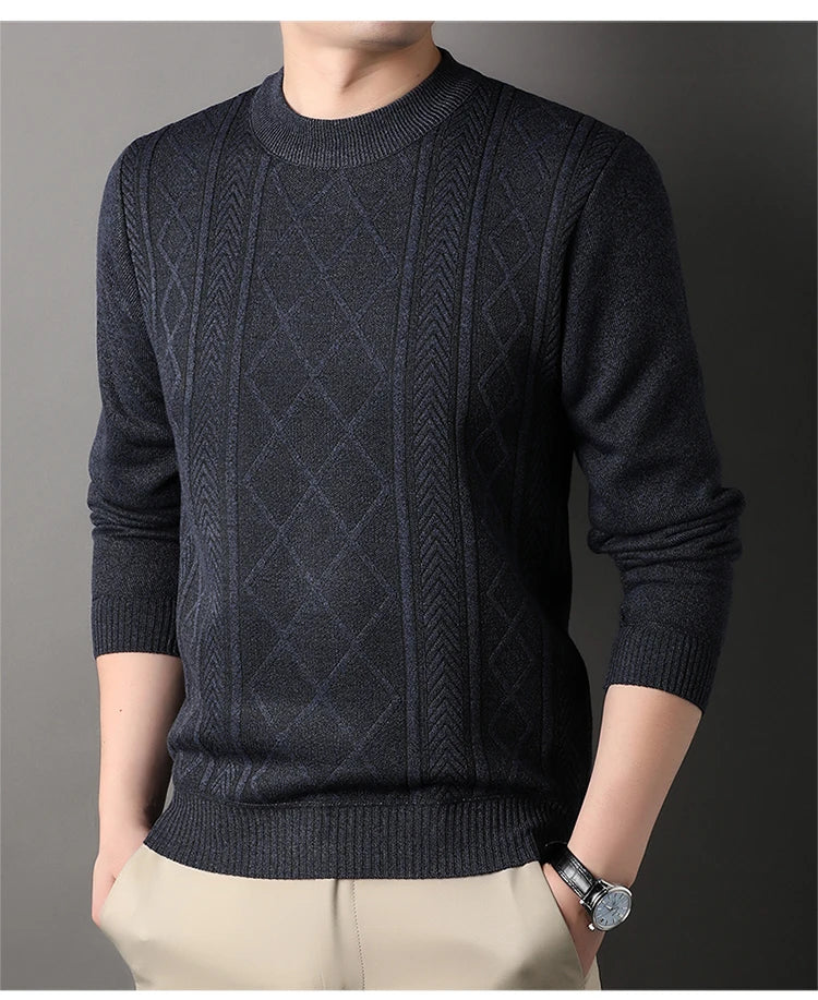 Man Solid Color 2024 New Autumn Winter Warm Fashion Sweater Casual And Comfortable Soft Sweater