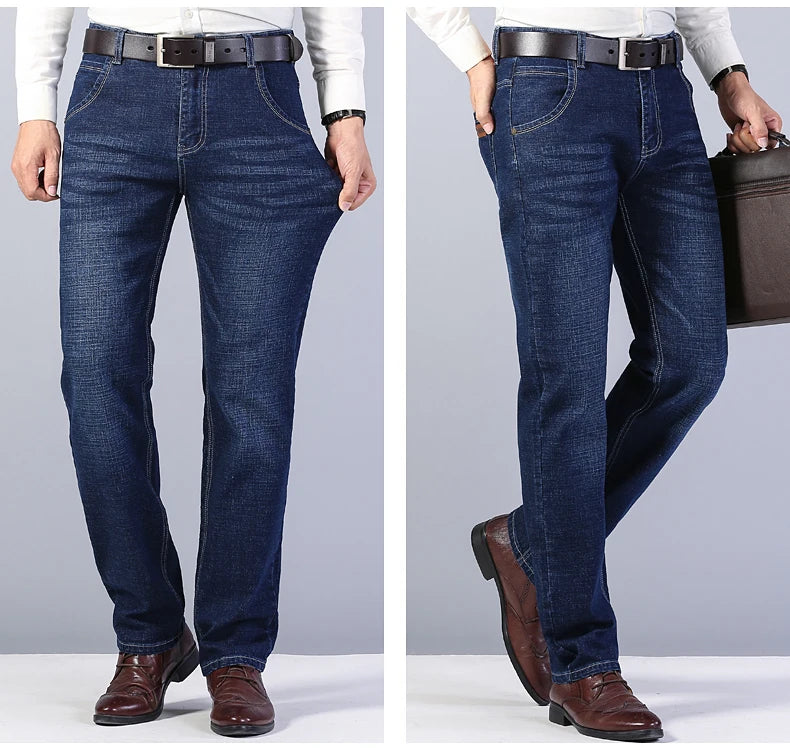 Men's Stretch Regular Fit Jeans - Business Casual Denim Trousers