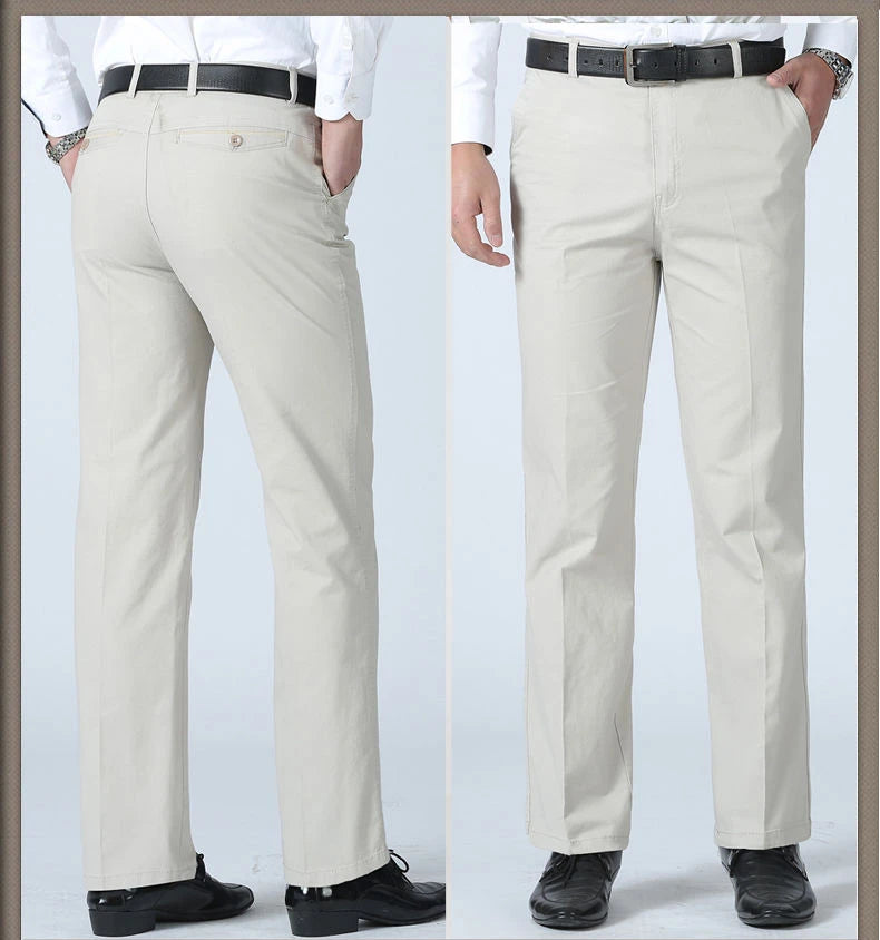 Summer Thin Men's Casual Autumn Thick 100% Cotton Suit Pants Classic Business Fashion Stretch Trousers Male Brand Clothes GOZBKF