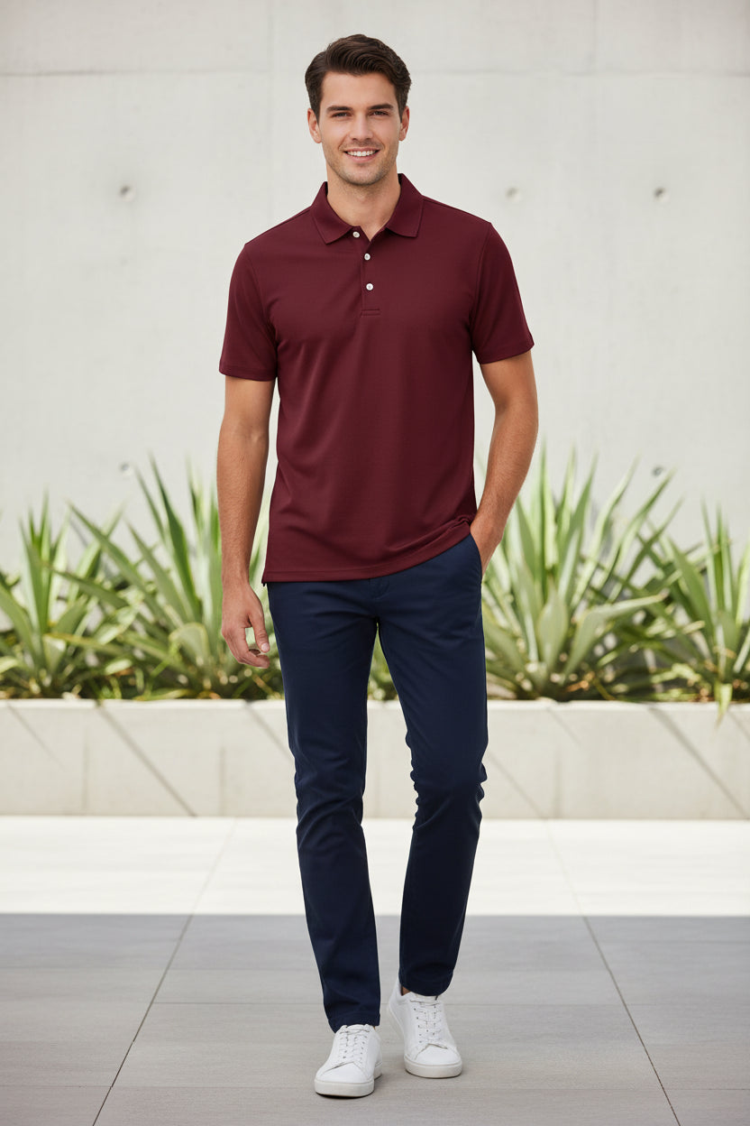 Maroon polo shirt on a white background