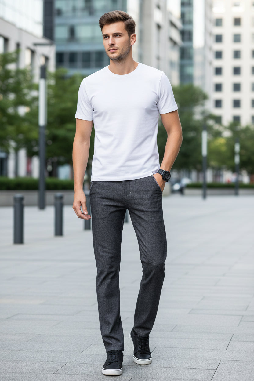 Classic Soft Grinding cotton Pants Men  Casual Pants  Autumn
