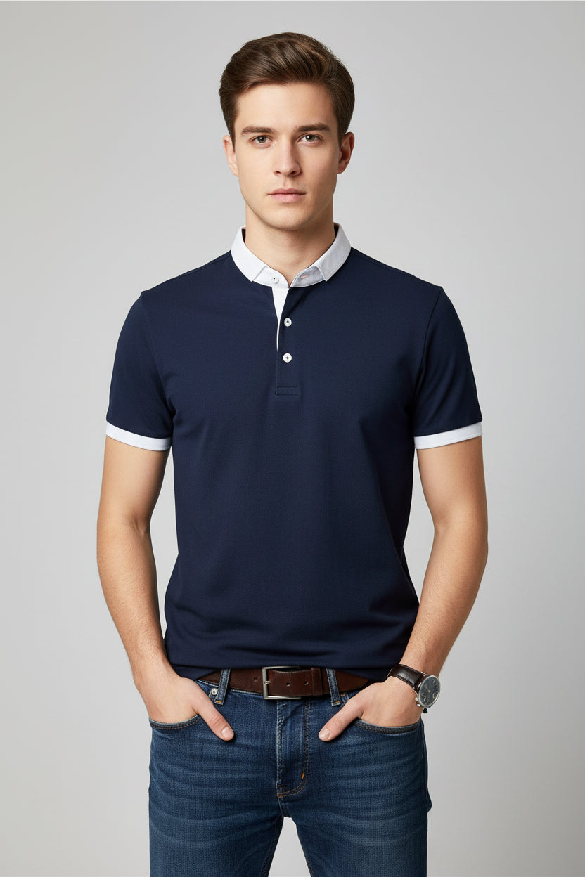 Men's Business Casual Short Sleeve Polo T-shirt  Comfortable, Breathable
