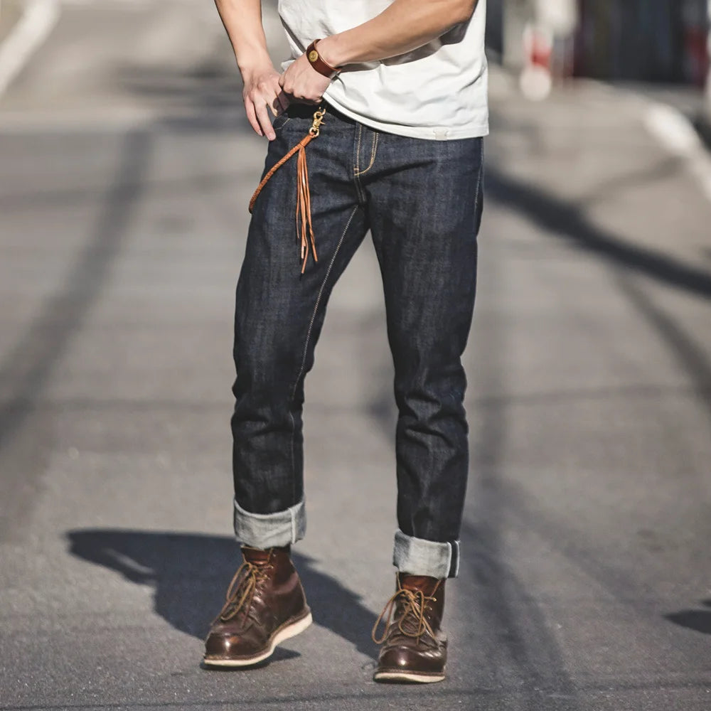 Red Tornado Denim Railroad Pants Men's High Waist Selvedge Jeans