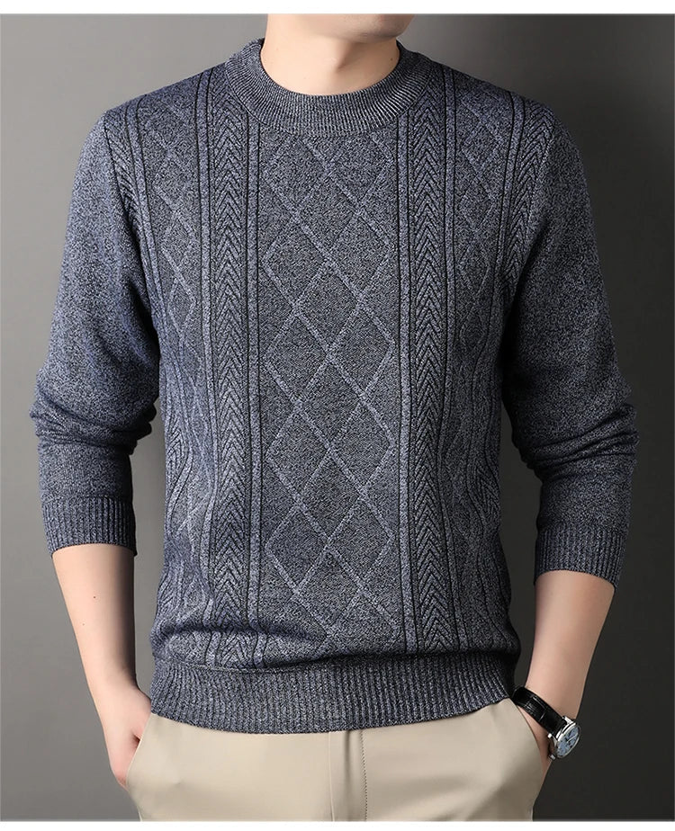 Man Solid Color 2024 New Autumn Winter Warm Fashion Sweater Casual And Comfortable Soft Sweater