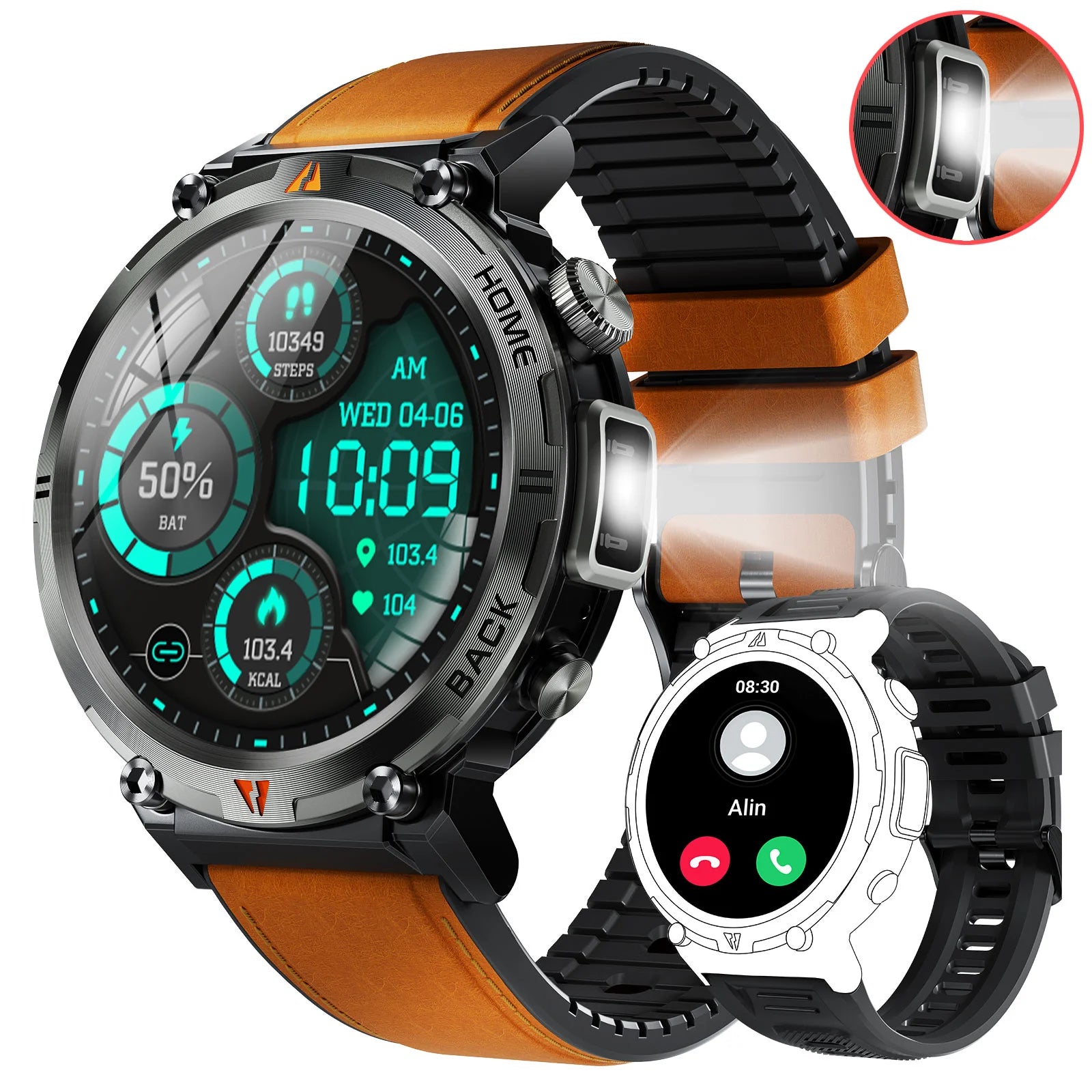 EIGIIS KE3 Smartwatch for Men - Bluetooth Call, Full Touch Screen, Heart