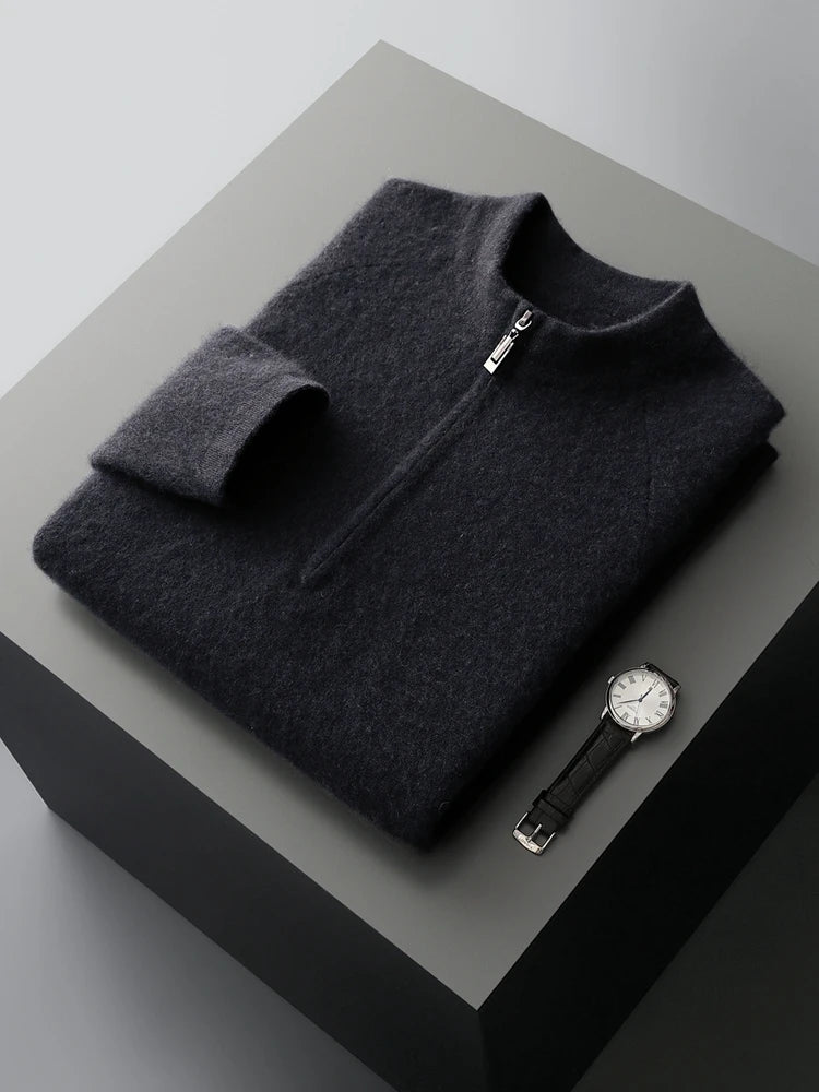 Autumn Winter Sweater Pullover 100% Merino Wool Sweater Men's Outdoor Sports Style Raglan Casual Clothes Commut Inside Join Knit
