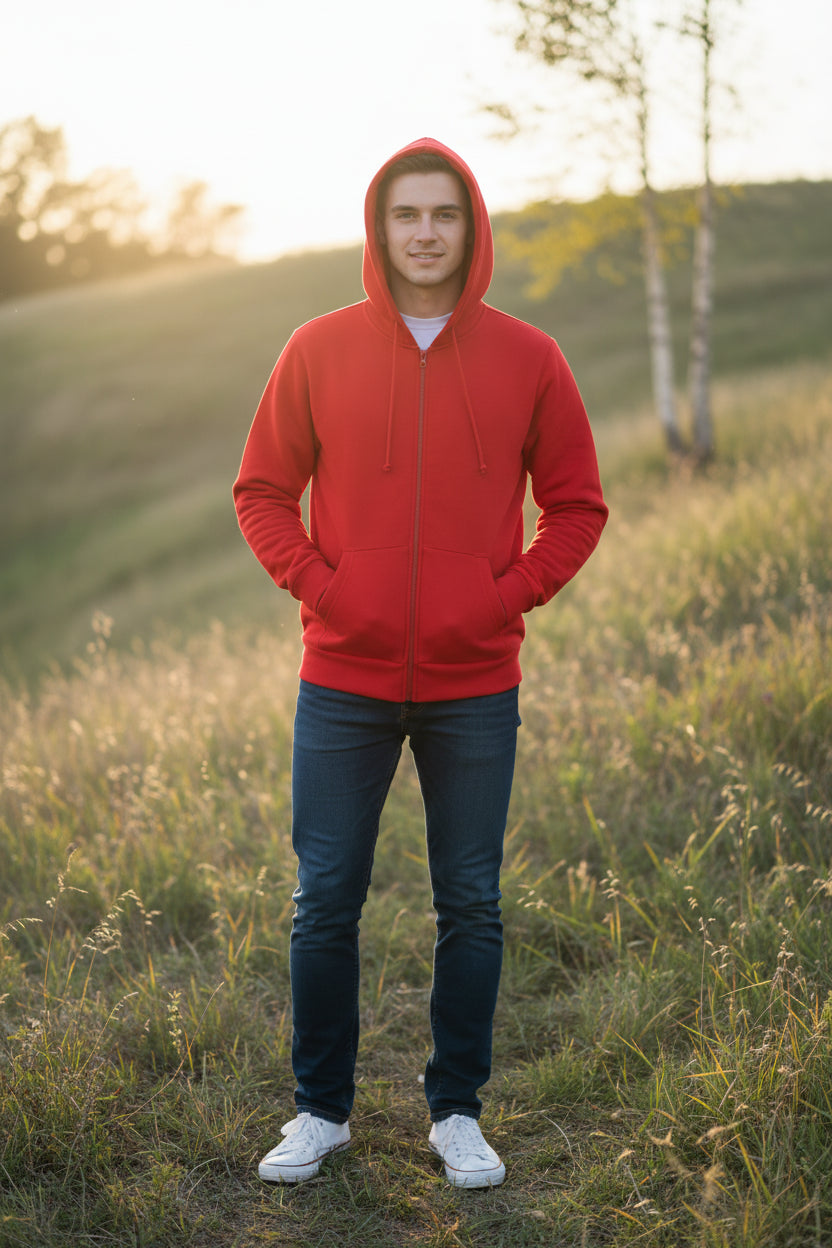 Red hoodie on a white background