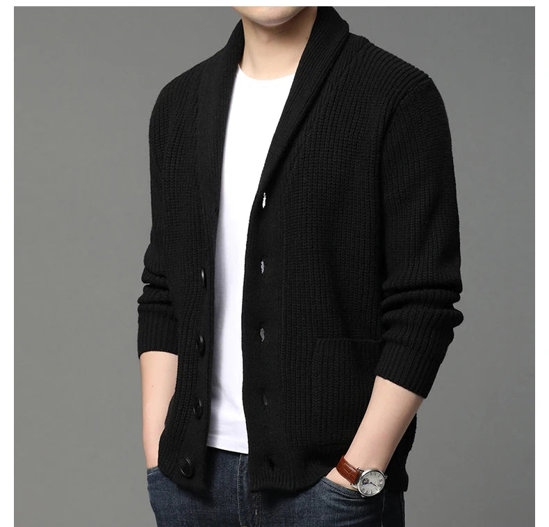 2021 High End Wool Designer Thick New Korean Autum Winter Brand Fashion Cable Knit Sweater Jacket Men Casual Coats Mens Clothing