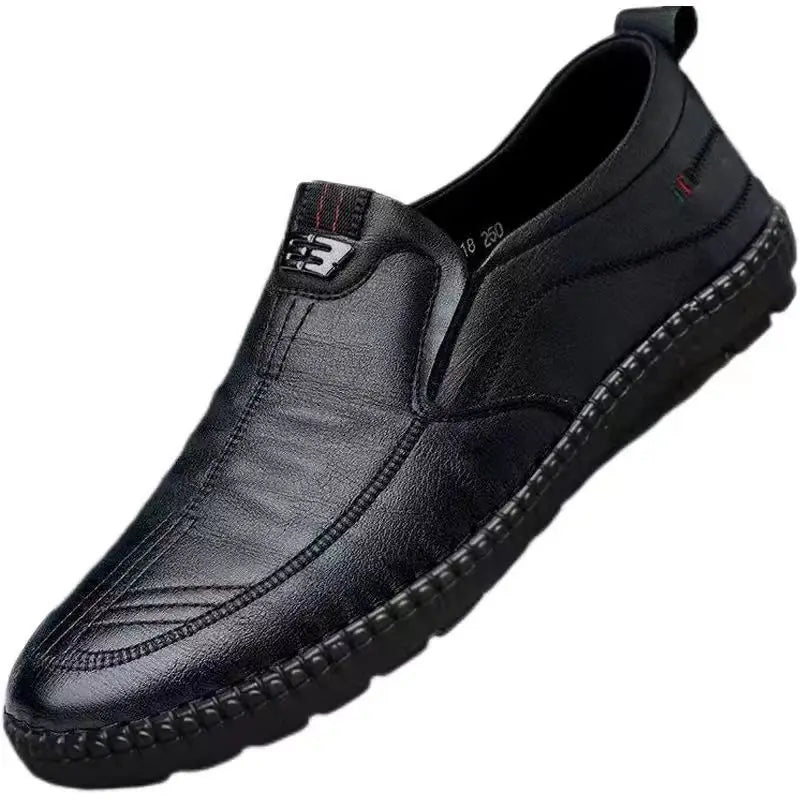 Men Leather Loafers Non Slip Walking Flats Breathable Shoes