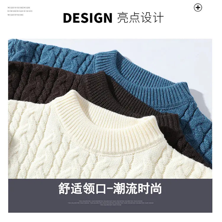 2023 Winter/Autumn High-Quality Fashion Trend Sweater Men Casual Loose Warm Sweaters Men Comfortable Solid Color