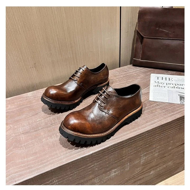 Vintage Men's Genuine Leather  Dress Shoes Luxury Brand Handmade