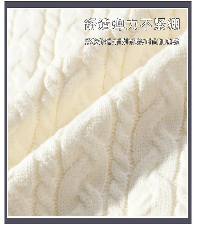 2023 Winter/Autumn High-Quality Fashion Trend Sweater Men Casual Loose Warm Sweaters Men Comfortable Solid Color