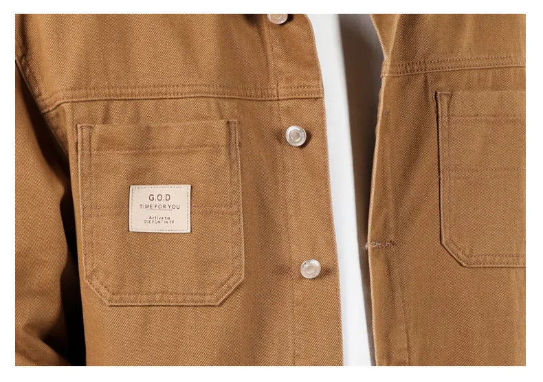 Spring and Autumn 2025 new men's loose and trendy denim jackets, pure cotton men's fashionable workwear jackets size S-4XL