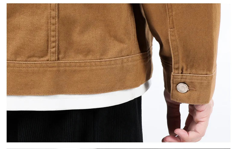 Spring and Autumn 2025 new men's loose and trendy denim jackets, pure cotton men's fashionable workwear jackets size S-4XL