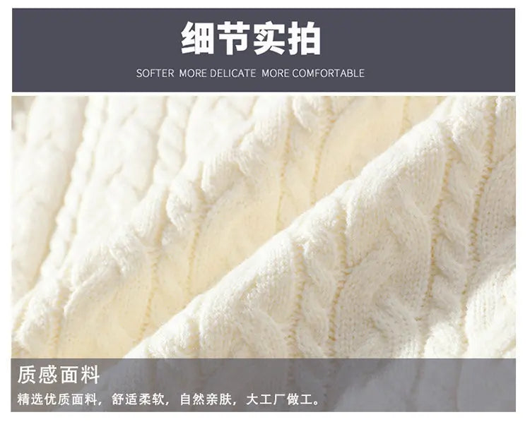 2023 Winter/Autumn High-Quality Fashion Trend Sweater Men Casual Loose Warm Sweaters Men Comfortable Solid Color