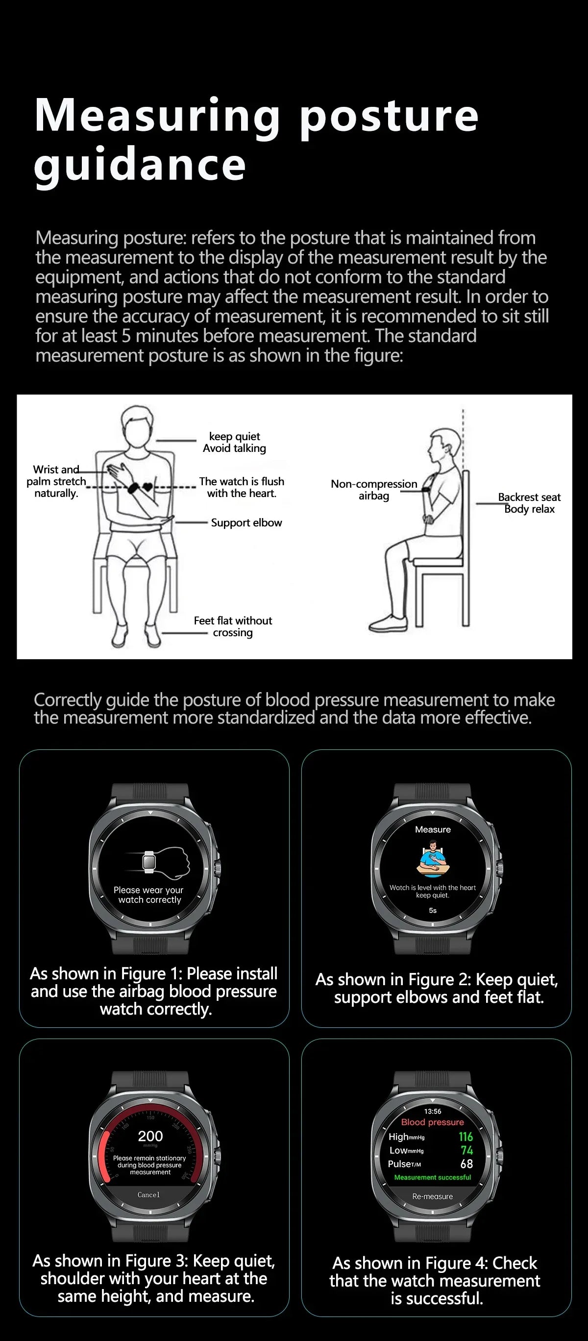 Smart Watch for Men – Air Pump Blood Pressure Monitor, NFC