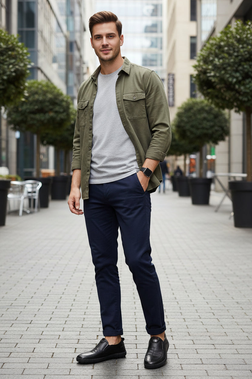Men Leather Loafers Non Slip Walking Flats Breathable Shoes