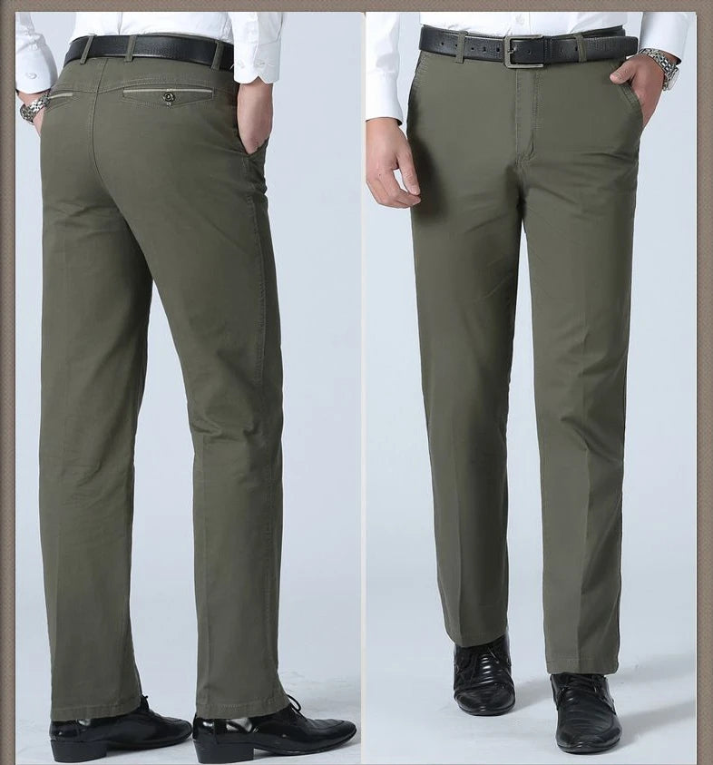 Summer Thin Men's Casual Autumn Thick 100% Cotton Suit Pants Classic Business Fashion Stretch Trousers Male Brand Clothes GOZBKF