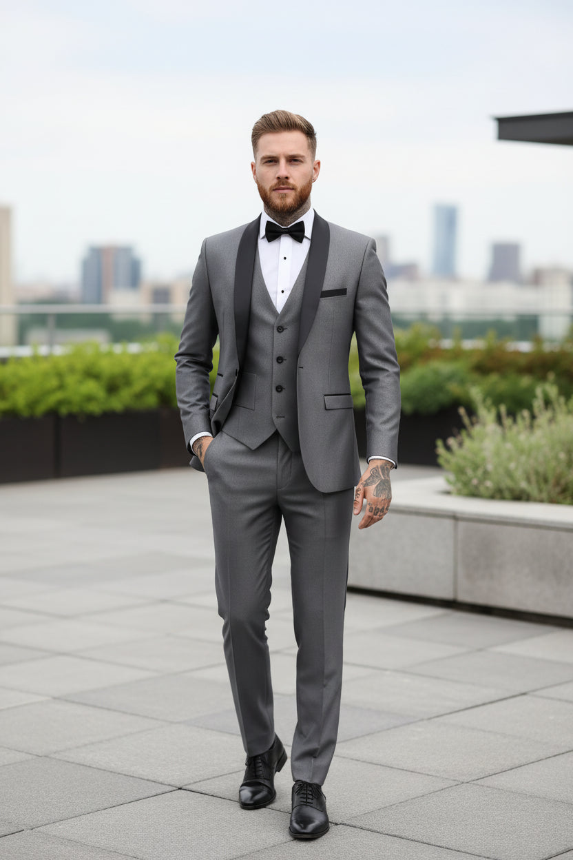 Men's Formal Business Suit - Solid Color Jacket, Vest, and Pants