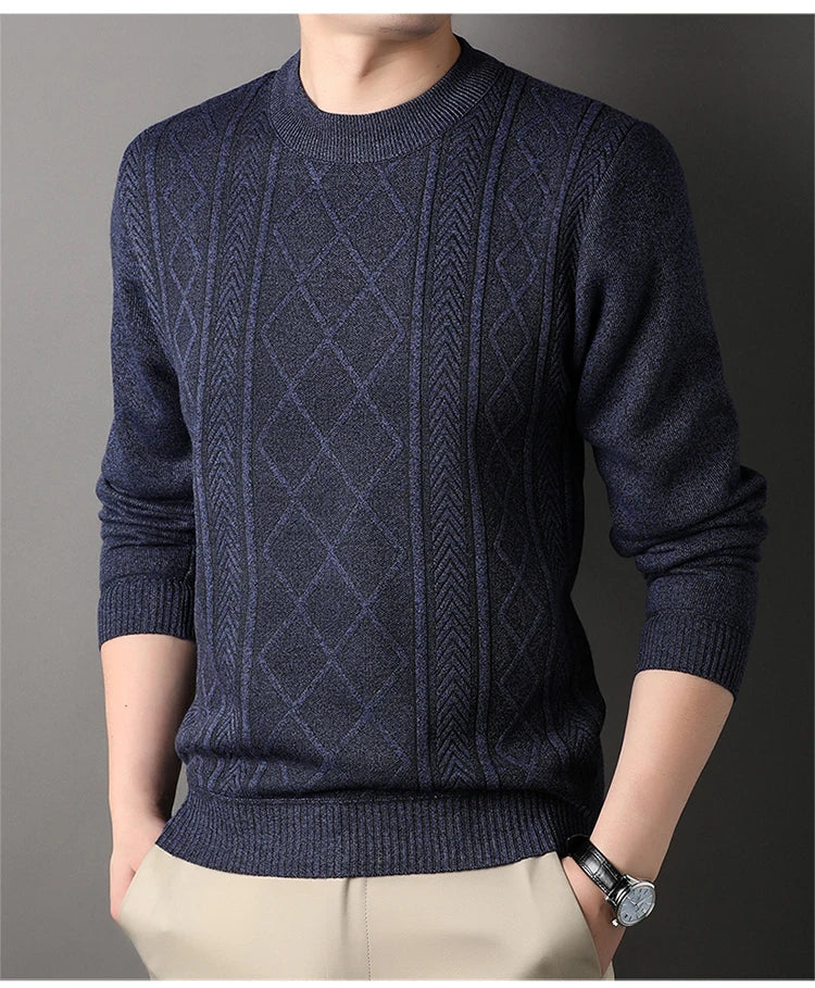 Man Solid Color 2024 New Autumn Winter Warm Fashion Sweater Casual And Comfortable Soft Sweater
