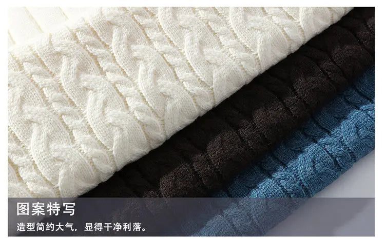 2023 Winter/Autumn High-Quality Fashion Trend Sweater Men Casual Loose Warm Sweaters Men Comfortable Solid Color