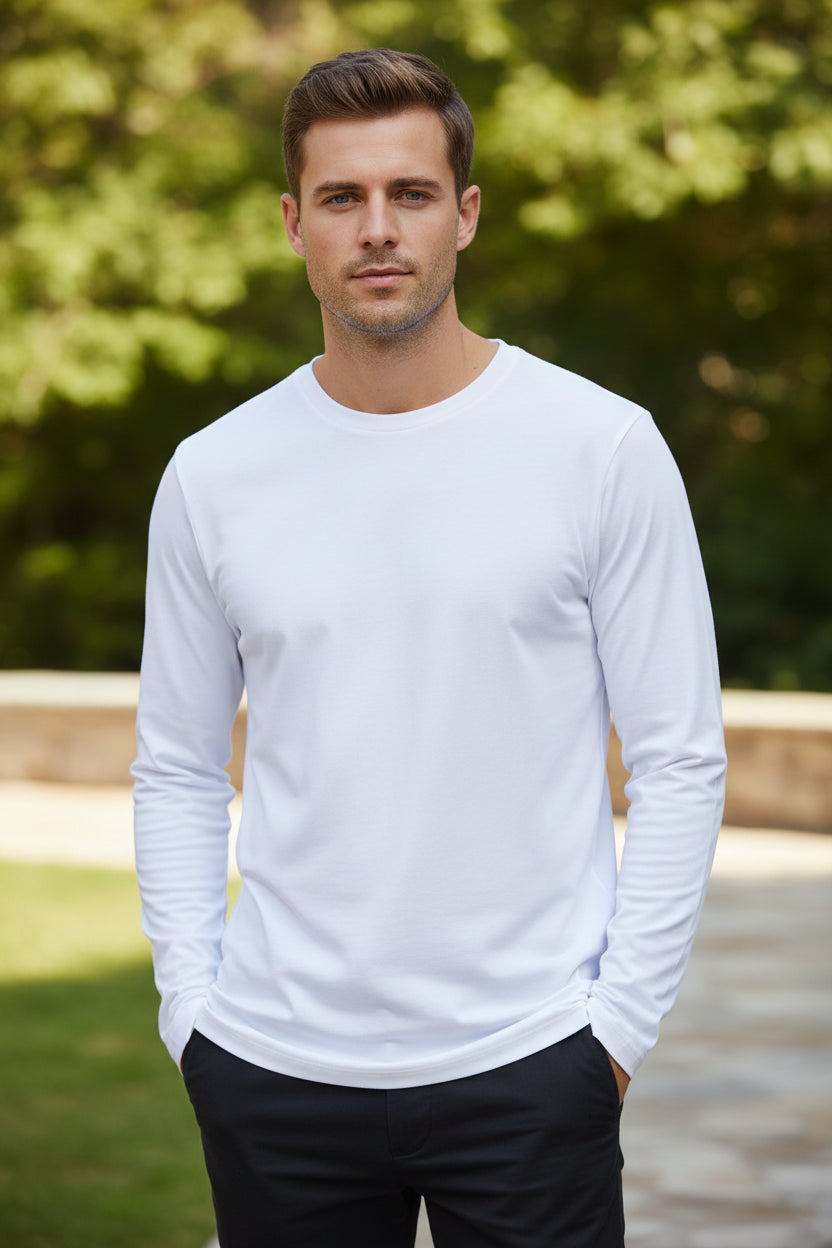 Men's Long Sleeve Casual Round Neck Moisture-Wicking Tees