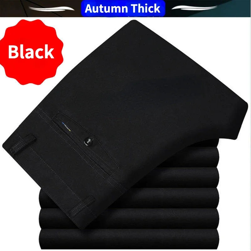 Summer Thin Men's Casual Autumn Thick 100% Cotton Suit Pants Classic Business Fashion Stretch Trousers Male Brand Clothes GOZBKF