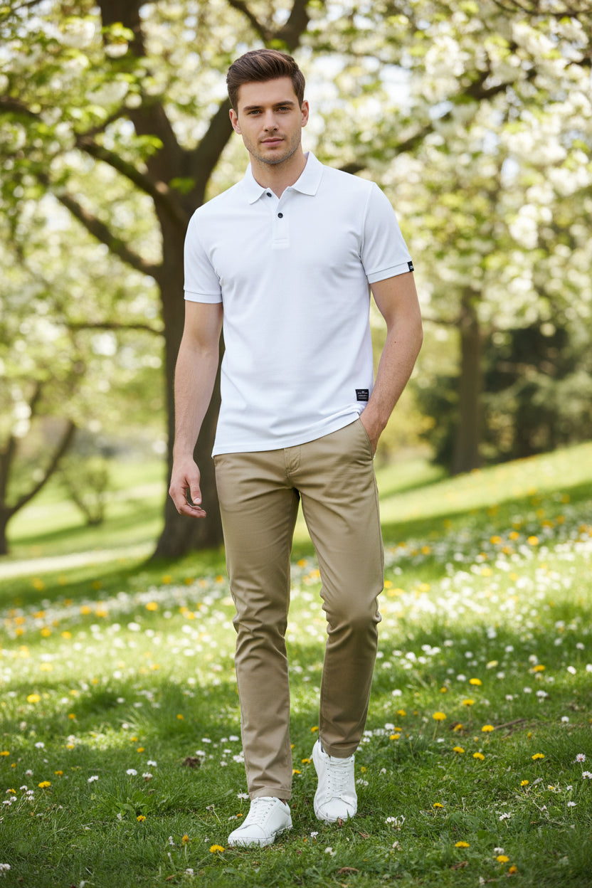 White polo shirt on a white background