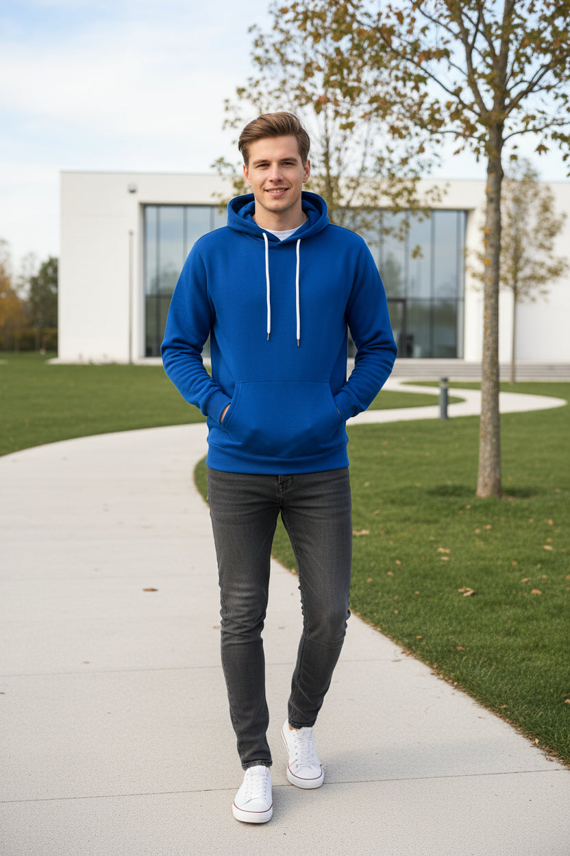 Blue hoodie on a white background