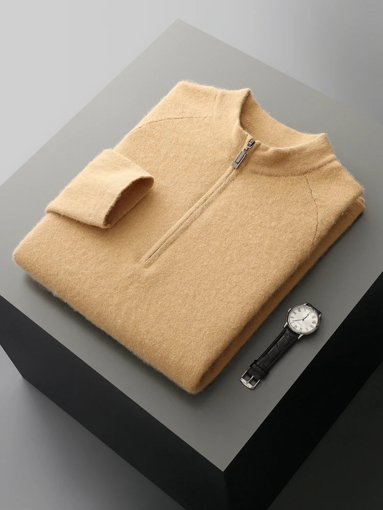 Autumn Winter Sweater Pullover 100% Merino Wool Sweater Men's Outdoor Sports Style Raglan Casual Clothes Commut Inside Join Knit