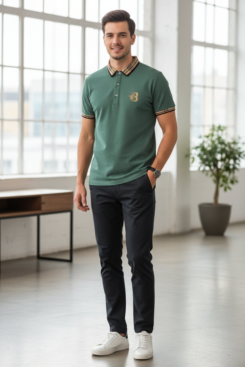 Luxury Men's Summer Polo Shirt  Short Sleeve, High-Quality Embroidered Design