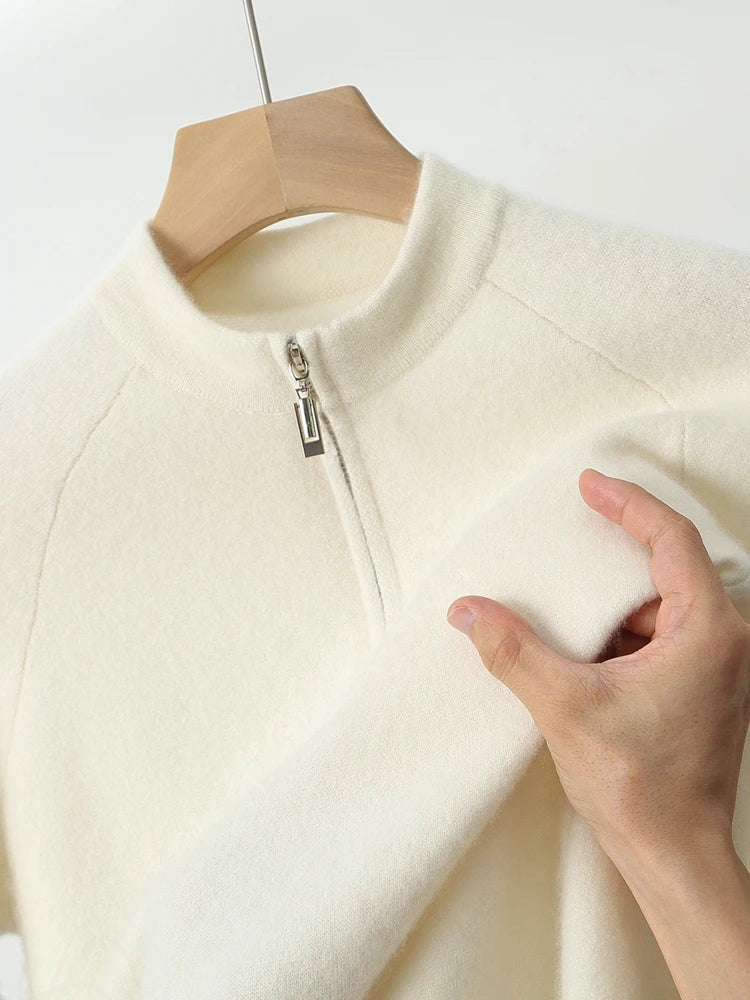 Autumn Winter Sweater Pullover 100% Merino Wool Sweater Men's Outdoor Sports Style Raglan Casual Clothes Commut Inside Join Knit