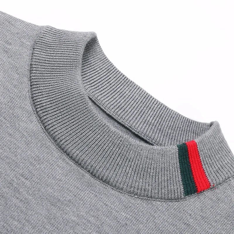 Autumn and Winter New Luxury Cashmere Sweater Men's Half High Collar Sweater High End Base Knitted Warm Wool Sweater Trendy