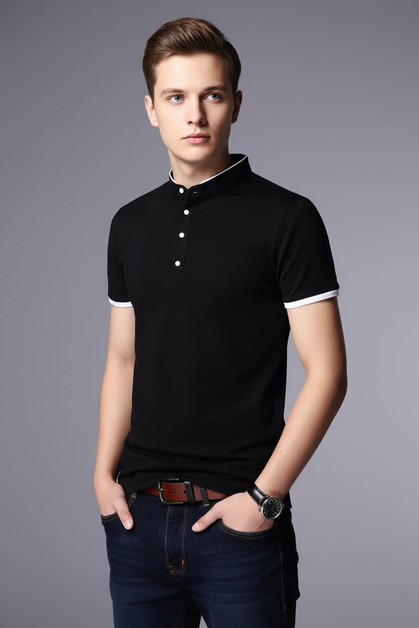 Men's Business Casual Short Sleeve Polo T-shirt  Comfortable, Breathable