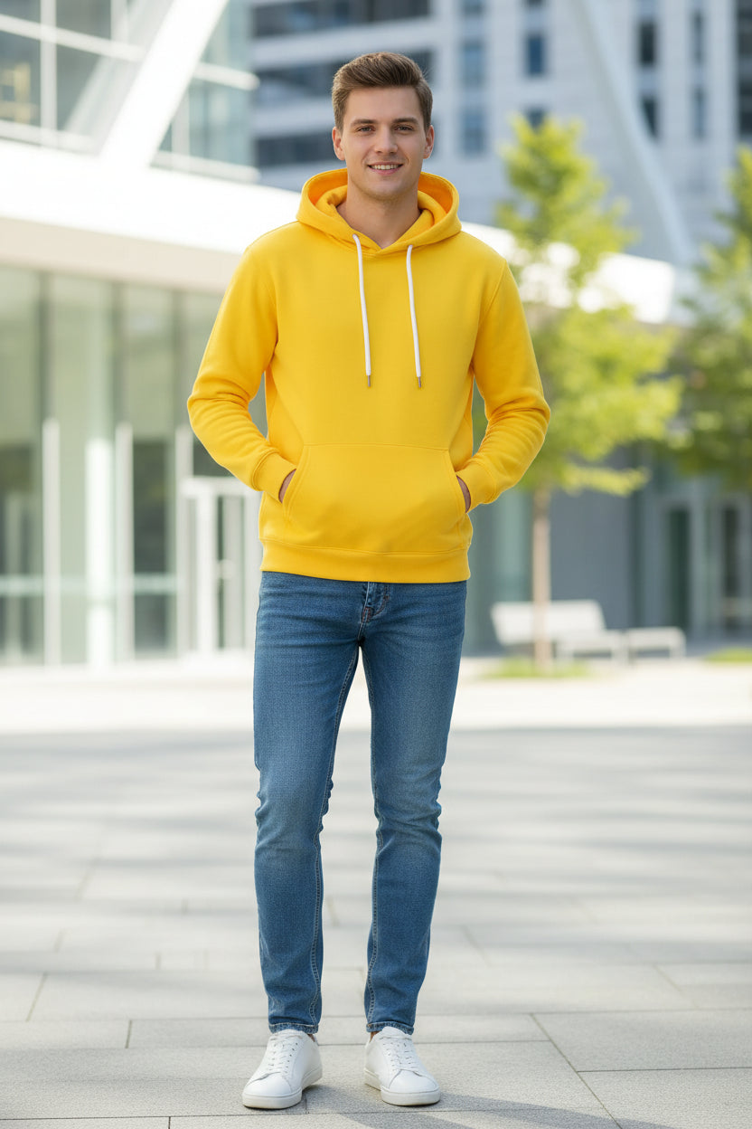 Yellow hoodie on a white background