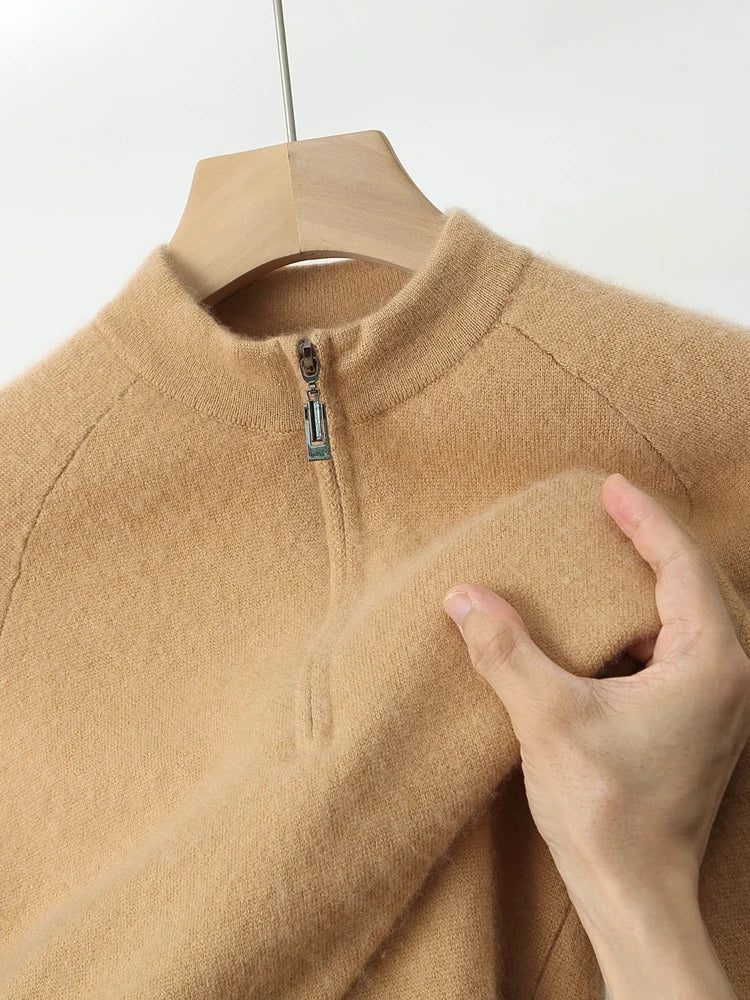 Autumn Winter Sweater Pullover 100% Merino Wool Sweater Men's Outdoor Sports Style Raglan Casual Clothes Commut Inside Join Knit