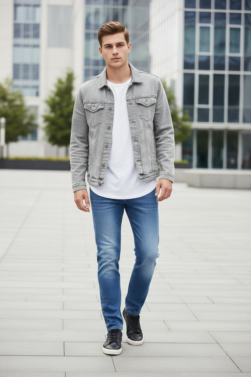 Blue jeans on a white background