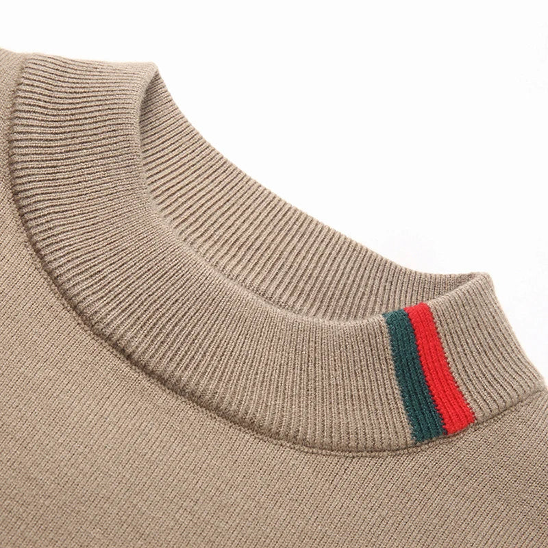Autumn and Winter New Luxury Cashmere Sweater Men's Half High Collar Sweater High End Base Knitted Warm Wool Sweater Trendy